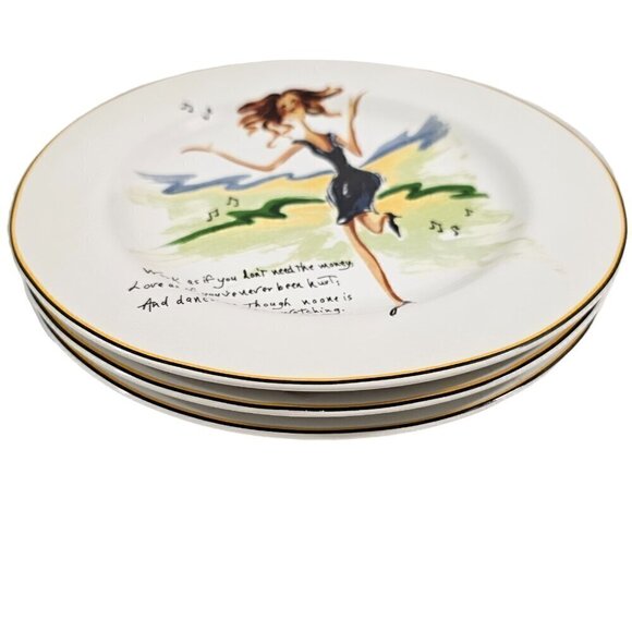 Sakura Glamour Girls Stoneware 8 1/4” Salad Luncheon Plates - Set of 3 - Picture 4 of 16